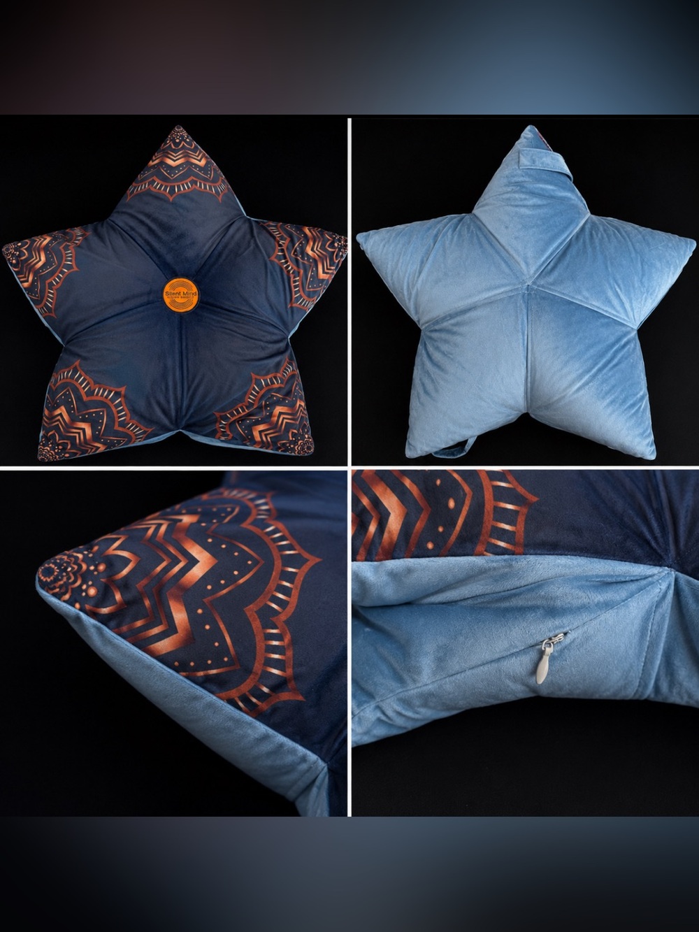 Silent Mind Meditation singing bowl pillow Star-Shaped Decorative -